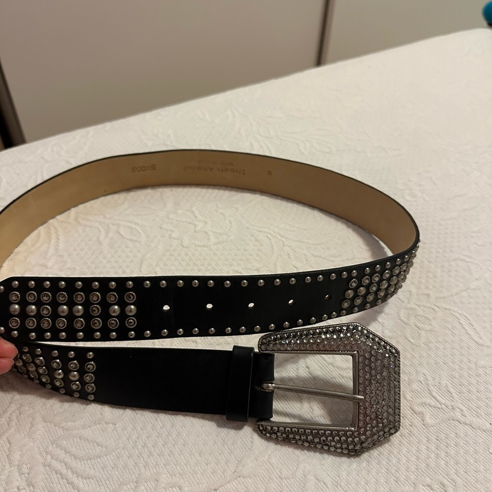 Streets Ahead Size M #54006 Black Ladies Belt with Crystals and Studs.